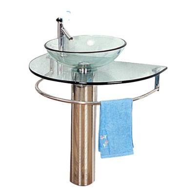 China ENTOP Eco - Friendly Colored Tempered Glass Basin Set With 10-12 Mm Stainless Steel Frame for sale