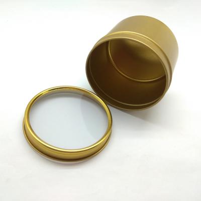 China High Quality GOLD Metal Tin Candle / Candy / Gift Packaging Box 4oz 8oz Window Lid for sale