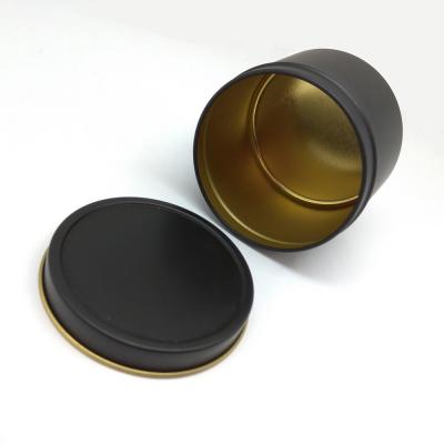 China Candle / Candy / Gift 8 Ounce Candle Tin Round Matte Black Slide Lid Tinplate Box For Packaging for sale