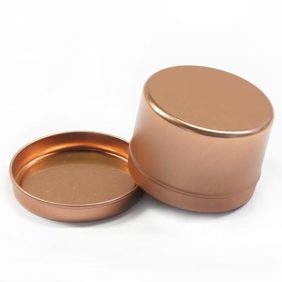 China Candle/Deep Round Metal Tin Box Rose Gold Packaging Tin Can Different Styles Candy/Gift for sale