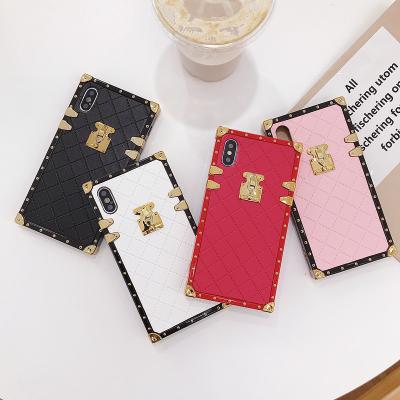 China Anti-fall For Iphone 12/pro/Max Cover Fashion Design Square XR Dropshipping Agent Rhombic Leather Arming String Cover Iphone 12/pro/Max for sale