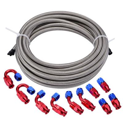 China Oil Cooler System Silver Packing An6 An8 An10 Engine Oil Cooler Stainless Steel Hose Filter Relocation Braided Hose for sale