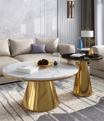 China (Other) Wholesale Modern Classic Adjustable Italy Carrara Round Coffee Table Stellar White Marble for sale