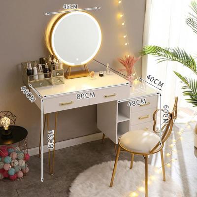 China China Factory Hot Sale Durable Light Dresser Bedroom Furniture Dressing Luxury Metal Makeup Table With Mirror for sale