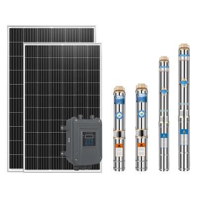 China Family Homes 3 Inch Stainless Steel Impeller 0.75 Kw DC Submersible Solar Irrigation Water Pump for sale