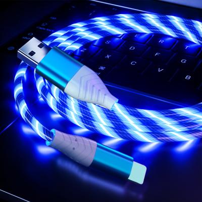 China Wholesale Led Light+ Date Transfer Flowing Flowing Led Mobile Phone Fast Charging Cable For iphone ios8 9 10 11 for sale