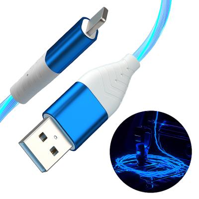 China High Quality Cell Phone 1m Flowing 2A Light Led Usb Charger Wire For Phone With Data Transfer for sale