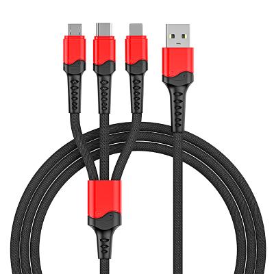 China Mobile Phone Mode 3 in 1 Charging Cable 3A Data Fast Charging USB Cable for iPhone for sale