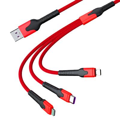 China New Design 1 USB Fast Data Charger Cable 5A Multi Data Transfer Cable 3 Cable For Android v8 Huawei Oppo etc. for sale