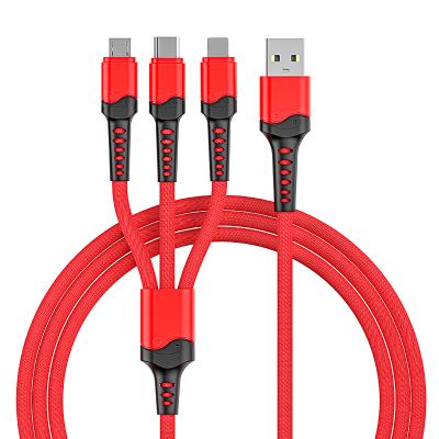 China High Quality Hot Selling 3 in 1 MP3/MP4 Player USB Data Cable 3A Fast Charger USB Data Cable for Mobile Phones for sale