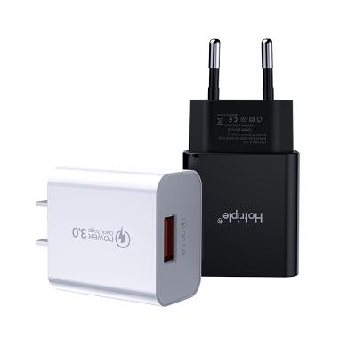 China Hottriple 18W Mobile Phone Charging QC3.0 Home Charger Quick Wall Travel USB Adapter Smartphone Charger for sale