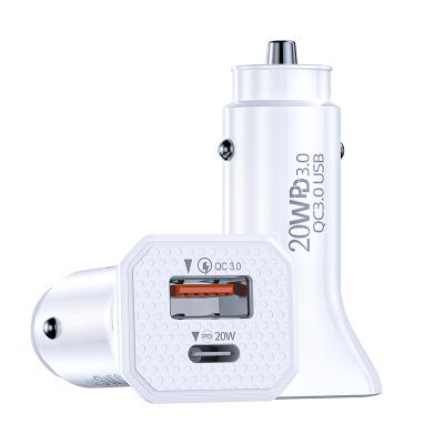 China Dual Port Quick Type C Car Charger QC 3.0 Car Charger PD Fast Charging USB Charging Charger QC3.0 USB Type C for sale