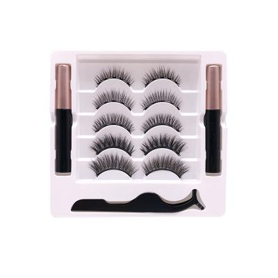 China 5 Pairs Natural Soft Magnetic Private Label High Quality False Eyelashes Invisible Magnetic Eyelashes False Eyelash With Eyeliner for sale