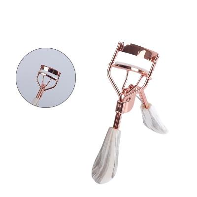 China With Custom Rose Gold White Handle Eyelash Metal Instruction Stainless Steel Eyelash Curler Wholesale High Quality Private Label Hair Curler for sale