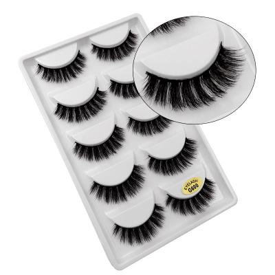 China 2022 Comfortable Best Selling 5 Pairs Natural Private Label Faux 3D Mink Lashes Wholesale Silk Eyelashes for sale