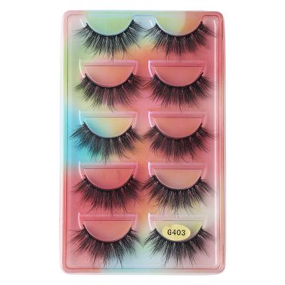 China Gracebeauty Best Comfortable Price 5 Pairs Natural Thick Synthetic Eye Lashes Handmade Fake Makeup False Eyelashes for sale