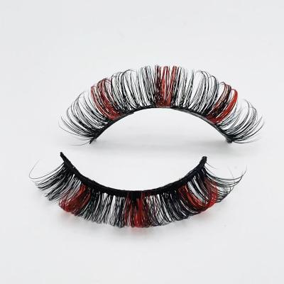 China 2022 Comfortable Vegan Russian Fluffy Colored Faux Mink Lashes With Color Strip Individual Color Lashes for sale