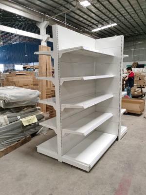 China Milk White Convenience Store Display Shelves Retail Store Godolas for sale