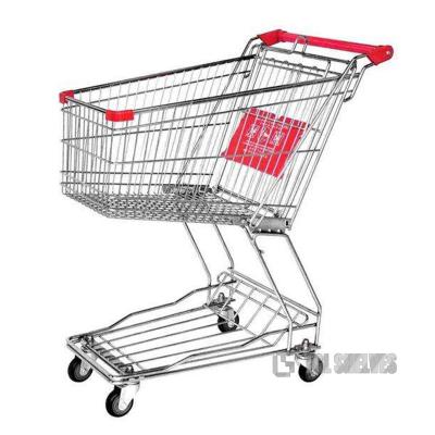 China 120L Zinc Plated Shopping Cart Trolley Cold Rolled Steel + Plastic Material for sale