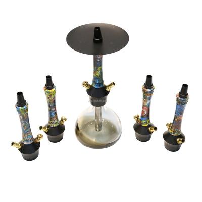 China Small Aluminum Alloy Narguil Chicha Sticker Sheesha Design Eco-friendly Traditional Smoking Hookah Set For Shisha Narguile Huka for sale