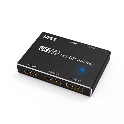 China 3 Ports DisplayPort Splitter DP1.4 Splitter 8K @30Hz 4K@120Hz DP Splitter Converter Adapter 79.5*54.9*13mm for sale