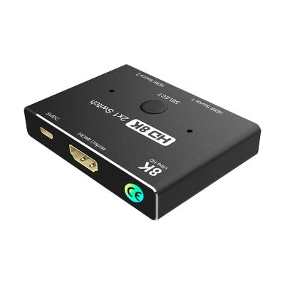 China Alluminum-Alloy Mini HDMI Shell 2.1 Converter Switch HDMI-Compatible For Xbox PS5 Projectors Monitors HDSW221 for sale