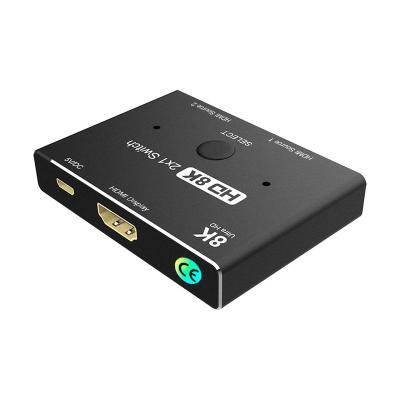 China 2.1 Switcher 8K HDMI-compatible splitter 2 in 1 Ultra HD 8K@60Hz 4K@120Hz Switcher 48Gbps High Speed ​​Adapter with Swit HDSW221 for sale