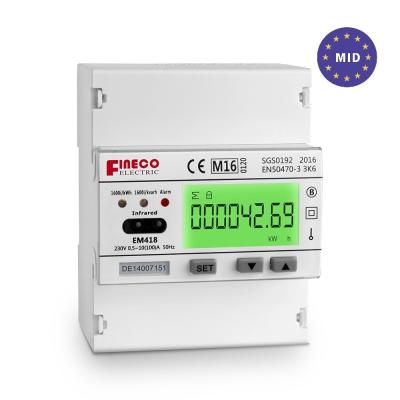 China Modbus RTU/M-bus Communication EM418 230V 10 100 A MID Approved Dual Tariff Energy Meter for sale