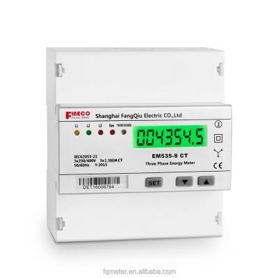 China CT connected 3 phase kwh electrical modbus energy meter with customized rated current for sale