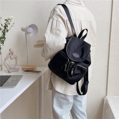 China Fashion Women Cotton Drawstring Bag Leisure Shopping Bag Loading Multiple Pockets PU Leather Drawstring Quilting Backpack for sale