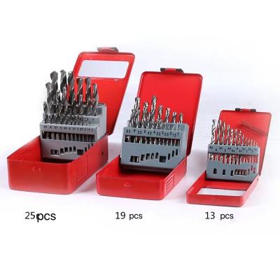 China Metal Drilling M35 Twist Drill 13/19/25 Pcs HSS-CO Straight Shank Twist Drill Set for sale