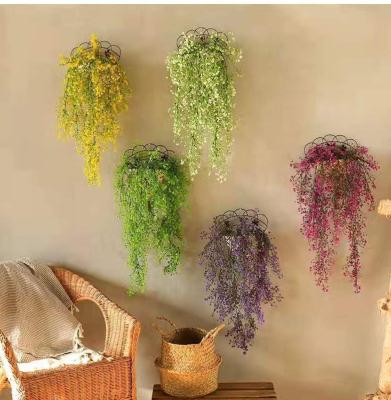 China Minimalist Use Artificial UV Outdoor Vine Flower Vine Background Wall Decor Hanging Plastic Plants for sale