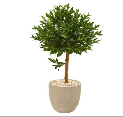 China Plants Home Artificial Plastic Green PE Material Potted Bonsai Tree Decoration Olive Tree for sale