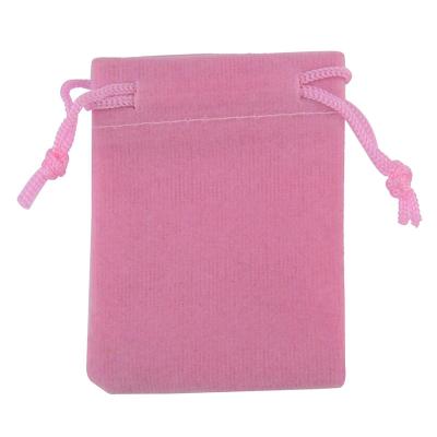 China Recyclable Hot Sale 9x12cm Velvet Pink Drawstring Jewelry Pouch Dust Storage Bag Cosmetic Pouch Packaging Bag for sale