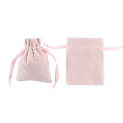 China Custom Gift Pouches Cosmetic Pink Velvet Drawstring Bag Packaging Jewelry Bag for sale