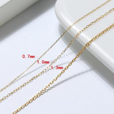 China RINNTIN GC01 Lead Free Nickel Free Fine Jewelry Solid 14K Yellow/Rose Cable Chain Necklace/White Gold for sale