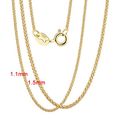 China Solid 14K Gold 1.1mm 1.5mm Diamond Cut Chopin Link Chain Sensitive New Arrival Lead Free Nickel Free From RINNTIN GC03 Real for sale