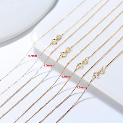 China RINNTIN FC Hot Selling Pure Lead Free Nickel Free Gold AU417 Link Chains Box Cable Necklace Jewelry Solid 10K Yellow Real/Rose/White Gold Chains for sale