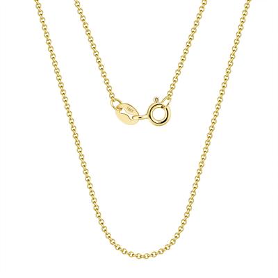 China Real Solid 18K White Lead Free Nickel Free RINNTIN EC06/Rose/Yellow Gold 1.0mm Rolo Chain For Women Pure Gold Jewelry for sale