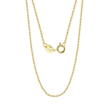 China Real 14K Solid Gold RINNTIN GC02 14KT Stamp Lead Free Nickel Free Metal 1.0mm Diamond Cut Cable Link Chain Necklace For Women for sale