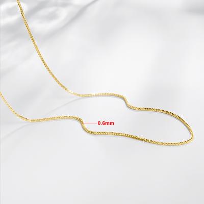 China RINNTIN FC Hot Selling Pure Lead Free Nickel Free Gold AU417 Link Chains Box Cable Necklace Jewelry Real Solid 10K Yellow Gold Chains for sale