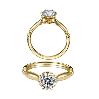 China RINNTIN GR05 14K 18K White Gold 1.0 Carat Solid CLASSIC D Or Yellow Gold Color VVS Round Cut Solitaire Moissanite Engagement Ring for sale