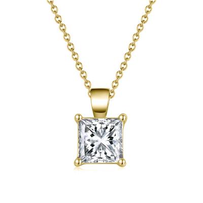 China RINNTIN GN03 Solid Gold Necklace 0.5 Carat D Color CLASSIC Tasty Princess 14K 18K Cut Moissanite Diamond Pendant Necklace For Women for sale