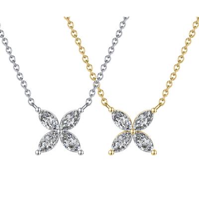 China RINNTIN GN06 Solid Gold 14K 18K Four Leaf Clover D Pendant Color VVS Moissanite Diamond Necklace For Women for sale