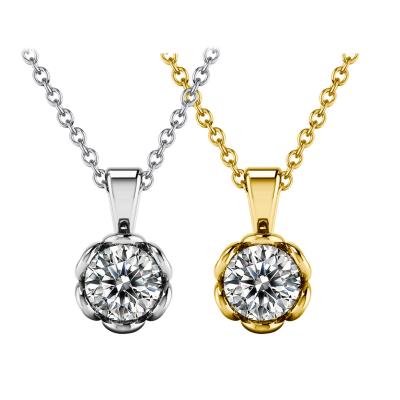 China RINNTIN GN07 Solid Gold 14K 18K Flower CLASSIQUE Pendant Necklace 0.5ct D Color Around Shiny Cut Moissanite Diamond Necklace Jewelry for sale