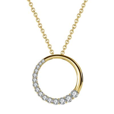 China CLASSIC Tasty Pendant Solid Gold Circle Necklace Round Cut Moissanite Necklace Jewelry 14K 18K Valentines Day Gifts RINNTIN GN08 for sale