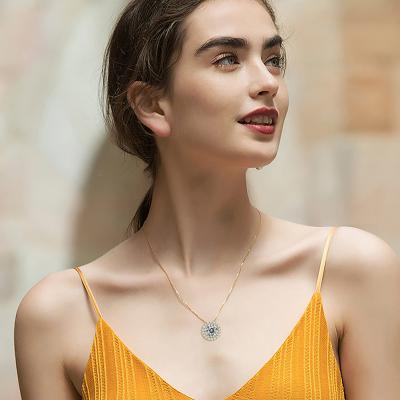 China CLASSIC Tasty RINNTIN GN11 Jewelry Gifts Round Necklace 14K 18K Solid Gold D Pendant Color VVS Moissanite Diamond Necklace For Women for sale