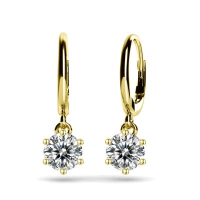 China RINNTIN GE01 D Small Solid Gold Color VVS Moissanite Diamond Drop Earrings Real 14K 18K Romantic Sparkle Earring For Women for sale