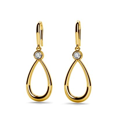 China RINNTIN FASHION Jewelry Women Girlfriend Gift 14K Solid Gold Water Drop Earring Moissanite Circle Hoop Earrings GE05 for sale