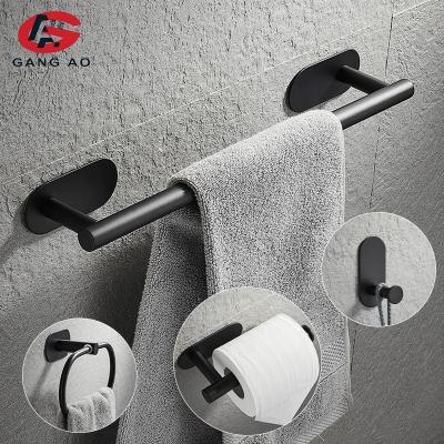 China Black Minimalist SUS304 Bathroom Hardware Set Toilet Paper Holder Robe Hook Stainless Steel Bathroom Accessories for sale